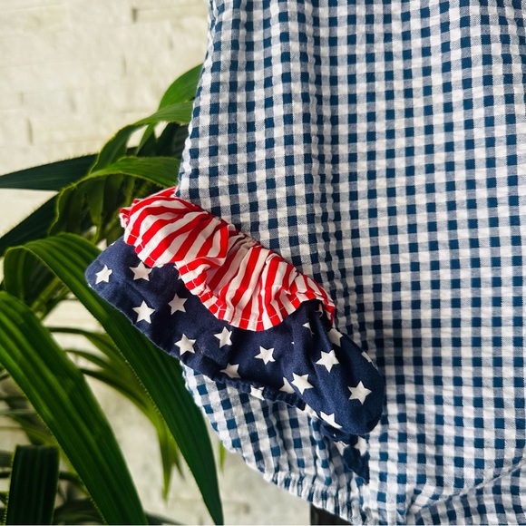 BONNIE JEAN Patriotic Navy Red “Frances Bubble” Seersucker Bubble Outfit - Picture 2 of 7